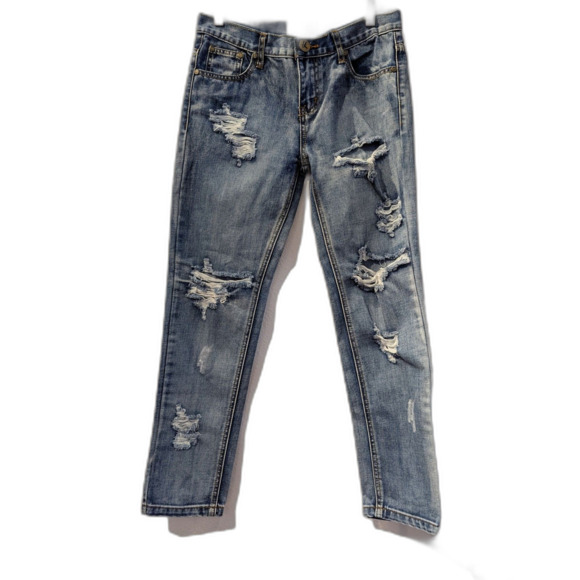 One by One Teaspoon Awesome Baggies Distressed skinny jeans Sz 26 - Picture 10 of 11